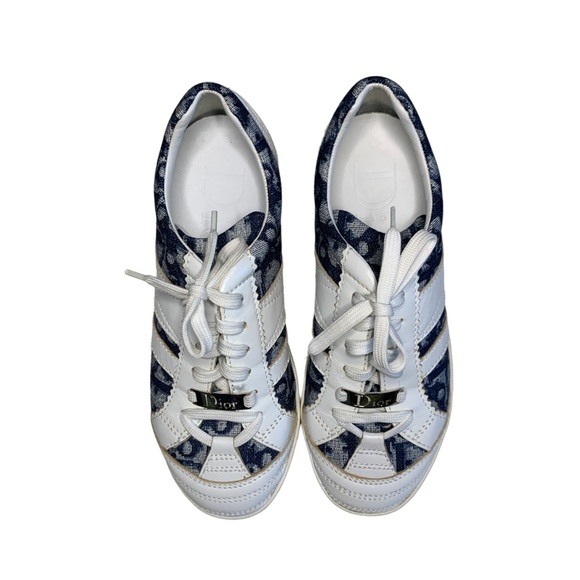 Vintage Christian Dior SPORT FUN MONOGRAM OBLIQUE DENIM CANVAS SNEAKERS. - Picture 3 of 4